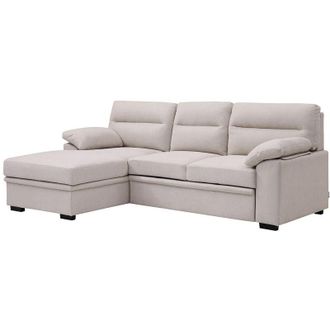 Vente-Unique Divano letto angolare sinistro in tessuto beige con tavolino - ULENIO