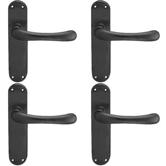 Loops 4x PAIR Smooth Rounded Handle on Shaped Latch Backplate 185 x 42mm Matt Black