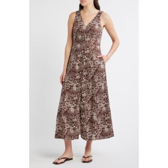 Marine Layer Camila Print Sleeveless Maxi Dress in Flores Print at Nordstrom, Size X-Large