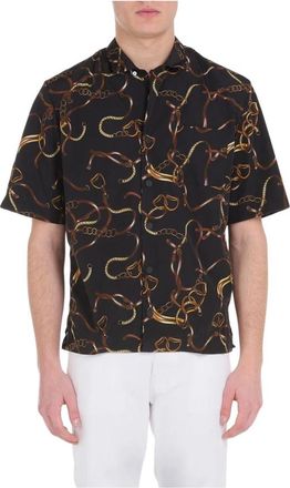 Pantaloni Torino Shirt met fantasie - Heren - Korte mouwen Overhemden - Zwart - M - Overhemden