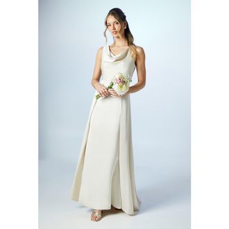 Coast Sleeveless Cowl Neck Bridesmaid Dress in Champagne at Nordstrom, Size 12