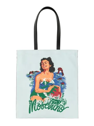 Moschino Mens Hawaiian Print Tote Bag Azure Cotton Shoulder