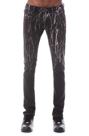 HVMAN Strat Punk Paint Splatter Stretch Super Skinny Jeans in Black Opium at Nordstrom Rack, Size 29