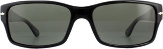 Persol Rectangle Black Green Polarized Sunglasses
