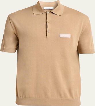 Givenchy Mens Grosgrain Logo Cotton Knit Polo Shirt