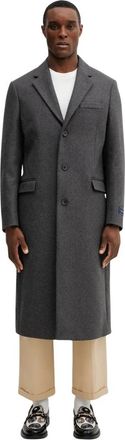 Sporty & Rich Signature Logo Wool Coat - Heren - Mantel - Grijs - XL - Wol - Jassen