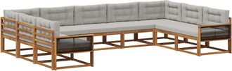 vidaXL Conjunto De Sof&aacute;s De Exterior 9 Uds. Natural Y Gris Claro Vidaxl