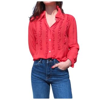 Mason's Blouses, female, Orange, M, Nicole Ruffled Viscose Shirt