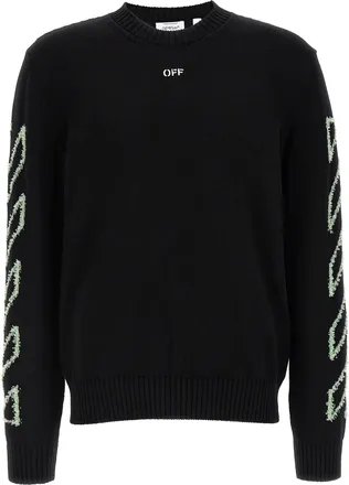 Off-white Black Cotton Mens Cardigan