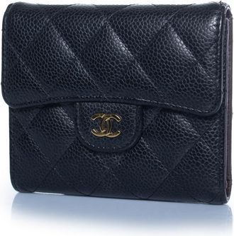 Chanel Pre-owned Womens CC trifold quilted leather wallet in black - One Size