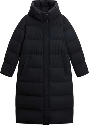 Woolrich Madison Long Coat - Dames - Mantels - Zwart - Maat: XL Leer