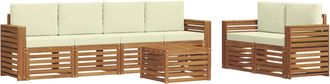 vidaXL Conjunto De Sof&aacute;s De Exterior 7 Uds. Natural Y Crema Vidaxl