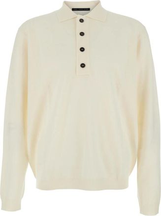 low brand Wool Polo Sweater - Heren - Ronde hals truien - Wit - L - Wol - Truien & Vesten