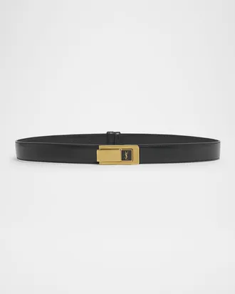 Saint Laurent YSL Skinny Leather Belt