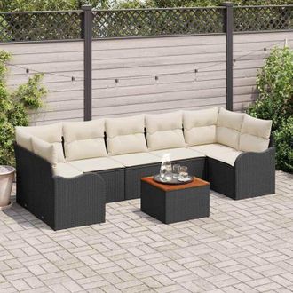 vidaXL Vidaxl - Conjunto De Sof&aacute; De Jard&iacute;n 8 Pcs Negro, Blanco