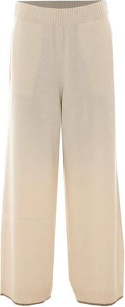 Brunello Cucinelli Wijde broek - Dames - Wijde Broeken - Beige - XS - Kasjmier - Broeken