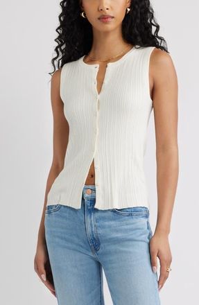 Open Edit Button Front Rib Tank in Ivory at Nordstrom, Size Xx-Small