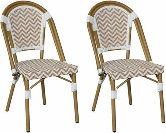 Mobili Rebecca Set de 2 silla de jard&iacute;n de aluminio Marr&oacute;n y Blanco 85x46x57