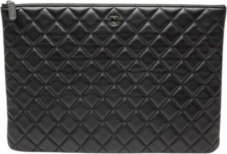 Chanel Pre-owned Clutches, female, Black, Size: ONE SIZE Pre-owned Vintage Leather Clutch
