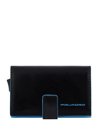 Piquadro metal leather cardholder - unisex - Leather/Metal - One Size - Black