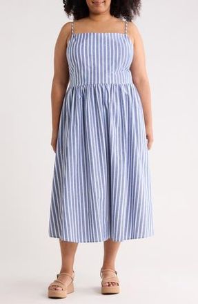 Renee C Stripe Fit & Flare Midi Dress in French Blue at Nordstrom Rack, Size 2X