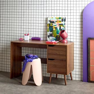 Sweeek 2-drawer Desk With Vintage Walnut Effect