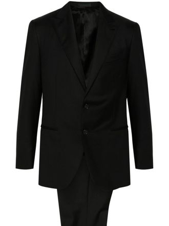 Caruso single-breasted wool suit - Black