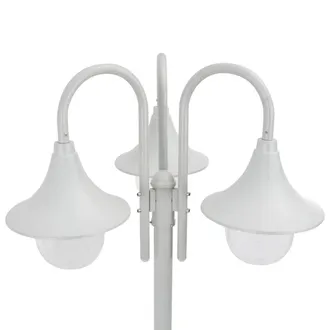 Berkfield Home Garden Post Light E27 220 cm Aluminium 3-Lantern White