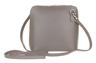 Girly HandBags Genuine Leather Rigid Cross Body Shoulder Bag Real Italian - Taupe