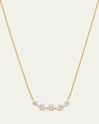 Sara Weinstock 18K Yellow Gold Dujour Graduated Diamond Cluster Station Necklace