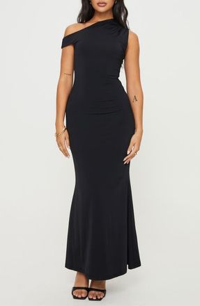 Princess Polly Beller One-Shoulder Maxi Dress in Black at Nordstrom, Size 10