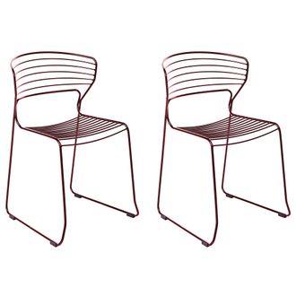 Beliani Conjunto De 2 Sillas De Jard&iacute;n De Metal Apilables Para Exterior Rojo Pistoia