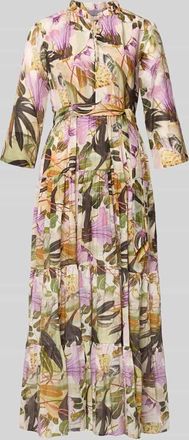 White Label Midikleid aus Baumwoll-Seide-Mix mit Bindeg&uuml;rtel in Gruen, Gr&ouml;&szlig;e 38