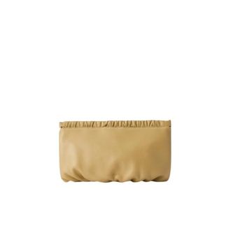 Malababa Tassen, Dames, Geel, ONE Size, Leer, Ruched Pouch Clutch