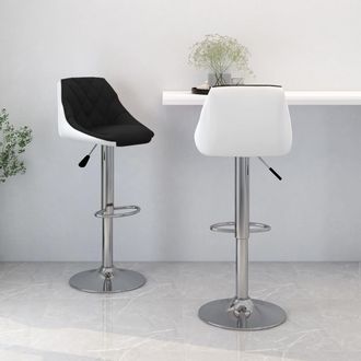 vidaXL Taburetes De Cocina 2 Unidades Cuero Sint&eacute;tico Negro Y Blanco Vidaxl