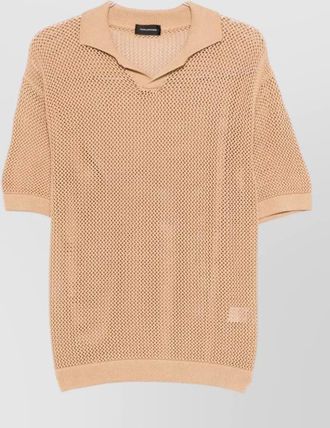 Tagliatore crochet-effect cotton polo shirt