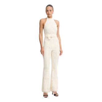 Twinset Jumpsuits & Playsuits, Dames, Beige, S, Katoen, Jumpsuit met riem