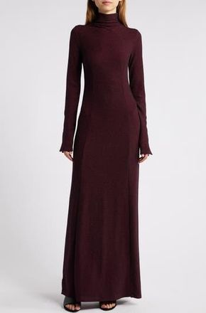 Rag & Bone Lilith Metallic Long Sleeve Turtleneck Maxi Sweater Dress in Burgundy at Nordstrom Rack, Size X-Small