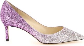 Jimmy Choo London Romy 60 Glitter Pointy Toe Pumps, Brand Size 34 ( US Size 4 )