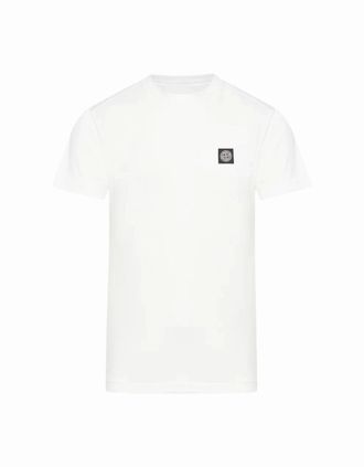 Stone Island Mens Stone Island White Logo Patch T-Shirt - Size: 40