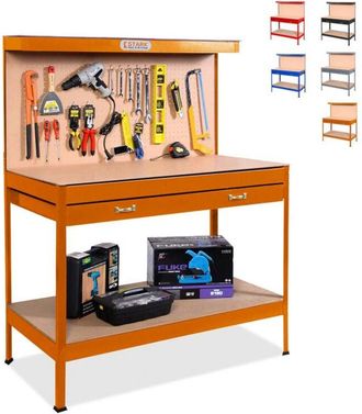 Stark Banco da lavoro tavolo con pannello e cassetto per officina Max 120x60x150cm