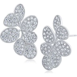 Jardin Pav&eacute; Cubic Zirconia Leaf Cluster Stud Earrings (Nordstrom Exclusive) in Clear/Silver at Nordstrom Rack