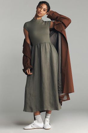 Sundry Cap-Sleeve Twofer Midi Dress