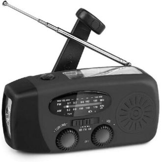OEM Radio Meteorol&oacute;gica Port&aacute;til Solar De Emergencia Crezuo, Radio Am/fm De Supervivencia Con Manivela, Linterna Led, Bater&iacute;a Externa De 2000 Mah, Color N