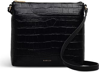 Radley London Pockets - Faux Croc Small Ziptop Crossbody Bag in Black at Nordstrom