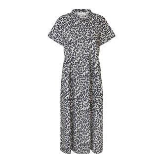 Lollys Laundry Shirt Dresses, female, Black, XS, Leopard Print Maxi Dress