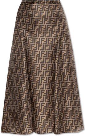 Fendi Midi Skirts, female, Brown, Size: XS FF Twill Skirt