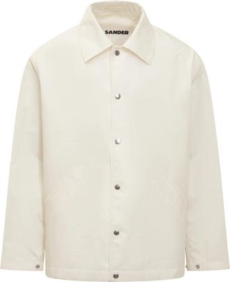 Jil Sander Back Logo Coach Jacket - Heren - Zomerjassen - Wit - XL - Katoen - Jassen