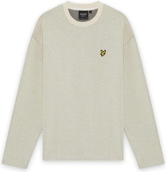 Lyle & Scott Raised Jacquard Crew Neck Sweatshirt - Heren - Longsleeves - Beige - L - Tops