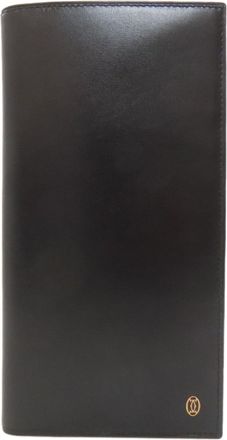 Cartier Black Leather Long Wallet (Bi-Fold) (Pre-Owned)
